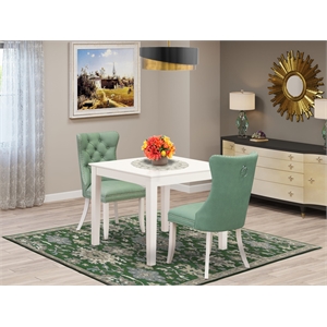 Pemberly Row 3-Piece Dining Table Set in Linen White and Willow Green