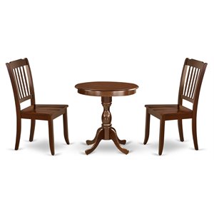 Pemberly Row 3-Piece Wood Kitchen Table Set in Mahogany Finish