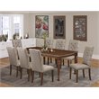 Pemberly Row Mahogany 9-Piece Wood Dining Set with Dark Khaki Chairs