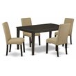 Pemberly Row 5-Piece Wood Dining Set with Upholstered Chairs in Cappuccino