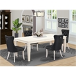 Pemberly Row 5-Piece Faux Leather Dinette Set in White/Dark Gray