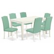 Pemberly Row 7-Piece Dining Set with Rectangular Table in Linen White