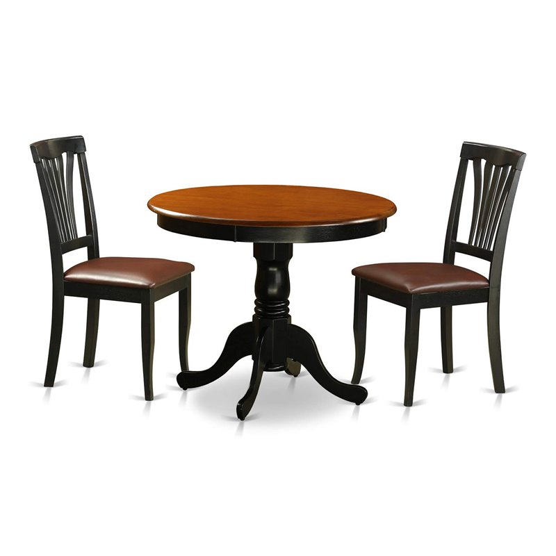 Pemberly Row 3-Piece Dining Set with Faux Leather Seats in Black/Cherry