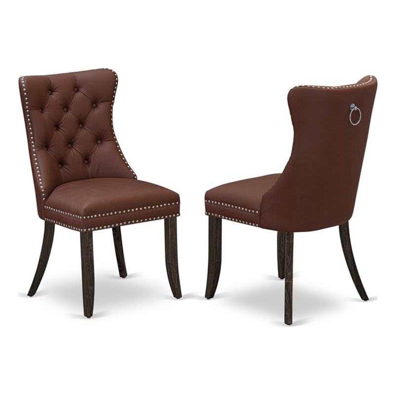 Pemberly Row Faux Leather Parson Dining Chairs in Burgundy (Set of 2)