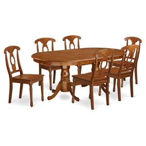 Pemberly Row 7-Piece Wood Dining Set with Oval Table in Saddle Brown