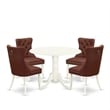 Pemberly Row Round 5-Piece Dining Set with Drop Leaf and Burgundy Chairs