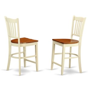 Pemberly Row Set of 2 Wood Counter Height Stools in Cherry/Buttermilk