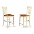 Pemberly Row Set of 2 Wood Counter Height Stools in Cherry/Buttermilk