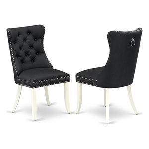 Pemberly Row Faux Leather Parson Dining Chair in Dark Gray (Set of 2)