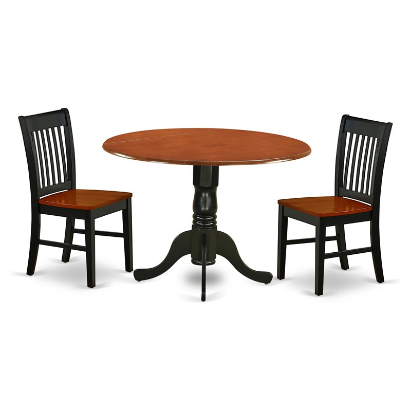 Pemberly Row 3-Piece Wooden Dining Set with Black and Cherry Finish