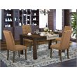 Pemberly Row 5-Piece Wood Dining Set with Linen Fabric Chairs in Jacobean
