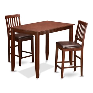 Pemberly Row 3-Piece Counter Height Kitchen Set with Faux Leather Chairs