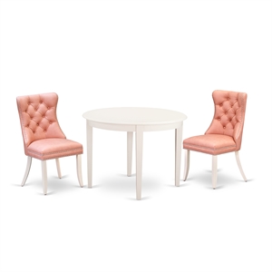 Pemberly Row 3-Piece Dining Set for Small Spaces in Linen White/Beige Red