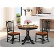 Pemberly Row 3-Piece Round Dining Set in Black and Cherry Wood