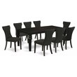 Pemberly Row 9-Piece Wood Dining Set in Black Upholstery Finish