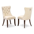 Pemberly Row Parson Dining Chairs with Nailhead Trim in Beige (Set of 2)