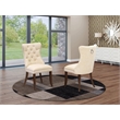 Pemberly Row Parson Dining Chairs with Nailhead Trim in Beige (Set of 2)