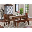 Pemberly Row 5-Piece Wooden Dining Set with Benches in Mahogany