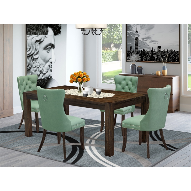 Pemberly Row 5-Piece Dining Set in Willow Green/Distressed Jacobean