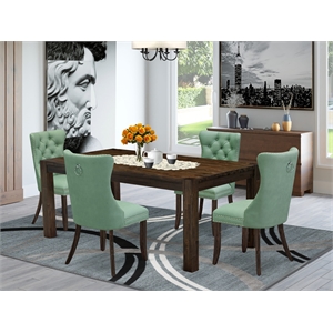 Pemberly Row 5-Piece Dining Set in Willow Green/Distressed Jacobean