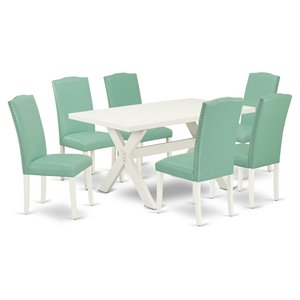 Pemberly Row 7-Piece Dining Set in Light Tan Upholstered Chairs