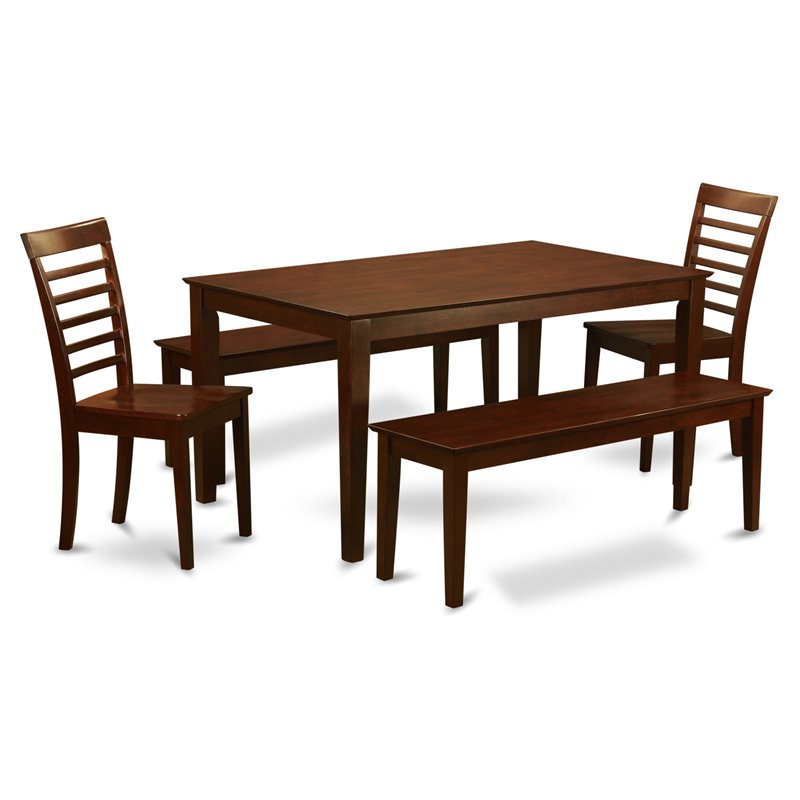 Pemberly Row 5-Piece Kitchen Table Set with Rectangular Top in Mahogany
