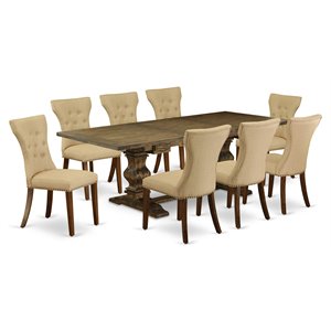 Pemberly Row 9-Piece Pedestal Wood Dining Room Set in Jacobean