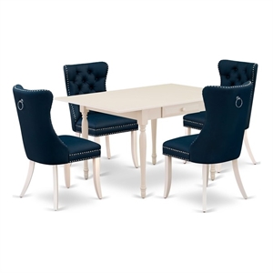 Pemberly Row 5-Piece Kitchen Table Set in Linen White and Navy Blue