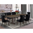Pemberly Row 7-Piece Distressed Jacobean Dining Table Set with Black Chairs