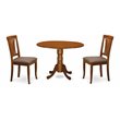 Pemberly Row 3-Piece Dining Set with Fabric Seat in Saddle Brown