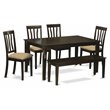 Pemberly Row 6-Piece Wood Dining Set with Linen Seats in Cappuccino