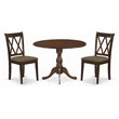 Pemberly Row 3-Piece Wood Dining Set with Fabric Seats in Mahogany