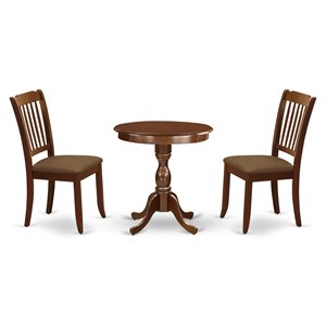 Pemberly Row 3-Piece Mahogany Kitchen Table Set with Wood Chairs