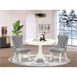 Pemberly Row 3-Piece Kitchen Set with Round Pedestal Table in Linen White