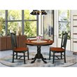 Pemberly Row 3-Piece Round Pedestal Dining Set in Black & Cherry Finish