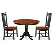 Pemberly Row 3-Piece Round Pedestal Dining Set in Black & Cherry Finish