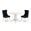 Pemberly Row 3-Piece Wood Dining Set with Black Chairs in Linen White