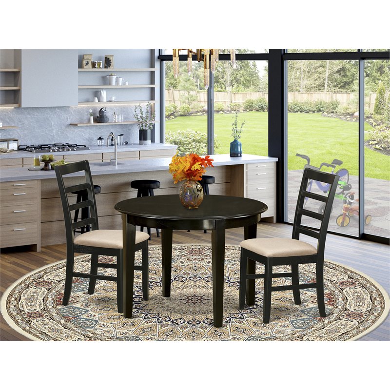 Pemberly Row 3-Piece Round Wood Dining Set with Chairs in Cappuccino Finish