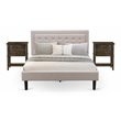 Pemberly Row 3-Piece Wood Bedroom Set with End Tables in Beige