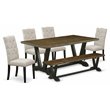 Pemberly Row 6-Piece Dining Set in Jacobean Wood and Wire Brushed Black
