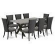 Pemberly Row 7-Piece Dining Set in Wire Brushed Black and Cement Finish