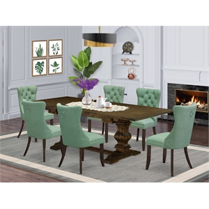 Pemberly Row 7-Piece Kitchen Set in Willow Green and Distressed Jacobean