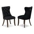 Pemberly Row Linen Fabric Parson Dining Chairs in Black Set of 2