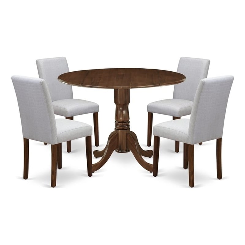 Pemberly Row 5-Piece Rubber Wood Dining Set in Antique Walnut/Gray Finish