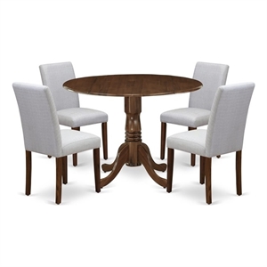 Pemberly Row 5-Piece Rubber Wood Dining Set in Antique Walnut/Gray Finish