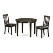 Pemberly Row 3-Piece Small Dining Set in Cappuccino with PU Leather Seats