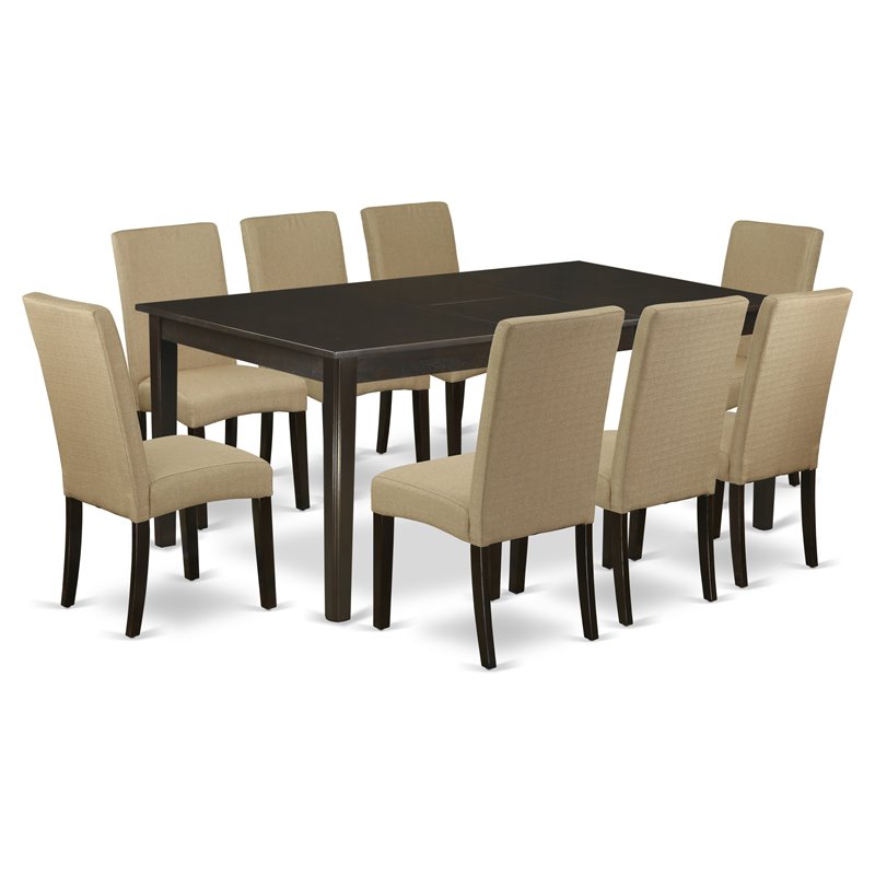Pemberly Row 9-Piece Wood Dining Set in Cappuccino and Brown