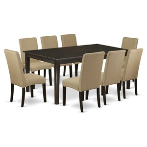 Pemberly Row 9-Piece Wood Dining Set in Cappuccino and Brown