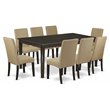 Pemberly Row 9-Piece Wood Dining Set in Cappuccino and Brown
