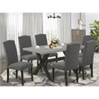 Pemberly Row X-Style 7-Piece Wood Dining Set in Dark Gotham Gray and Cement